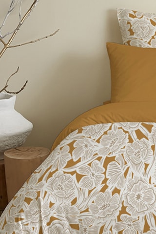 Parure de couette réversible en coton 57 fils/cm² - Marron et blanc