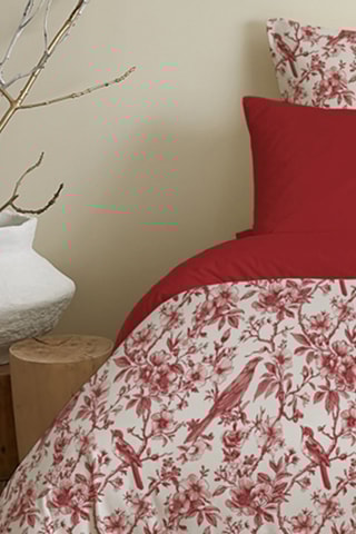Parure de couette réversible en coton 57 fils/cm² - Rouge et blanc