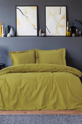 Parure de couette Elegant 82 fils/cm² en satin de coton - Vert