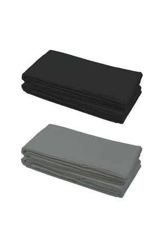 2 draps plats en coton 57 fils/cm² - Noir et gris foncé