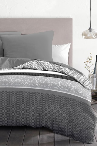 Parure de couette en microfibre Diffus - Gris et blanc