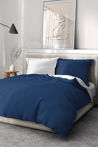 Housse de couette en coton 57 fils/m² - Bleu et blanc