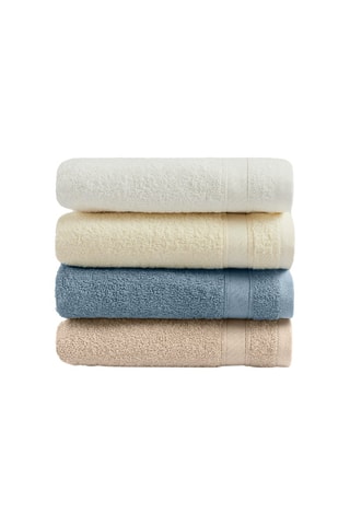 4 serviettes de toilette - Beige et blanc