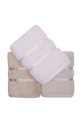 3 serviettes de toilette Dolce - Blanc et marron - 50 x 90 cm