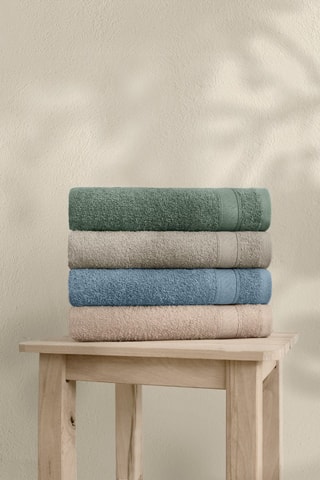 4 serviettes invité - Vert et beige - 50 x 90 cm