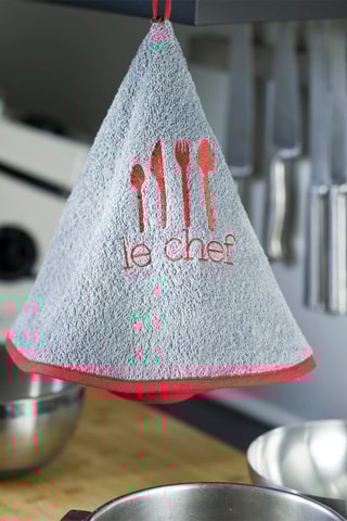 2 torchons Le Chef Gris et rouge