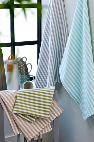 3 torchons Deminy Blanc et bleu