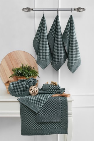 10 torchons - Vert et gris