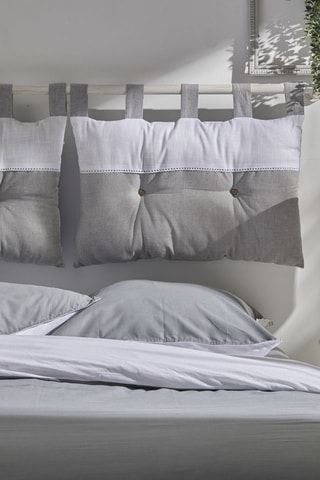 Coussin tête de lit Charme - Gris et blanc - 45 x 70 cm