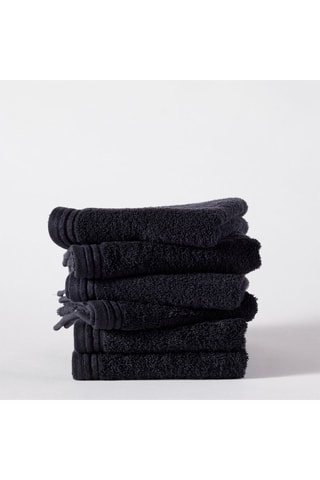 6 serviettes de toilette - Noir - 50 x 80 cm