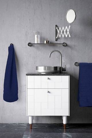 5 serviettes de toilette Le temps d'un bain - Bleu marine - 50 x 100 cm