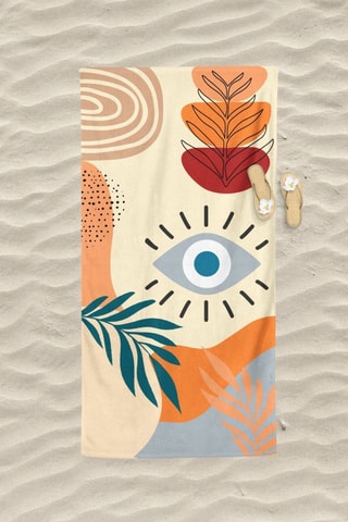 Drap de plage - Beige et orange - 75 x 150 cm