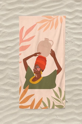 Drap de plage - Beige et vert - 75 x 150 cm