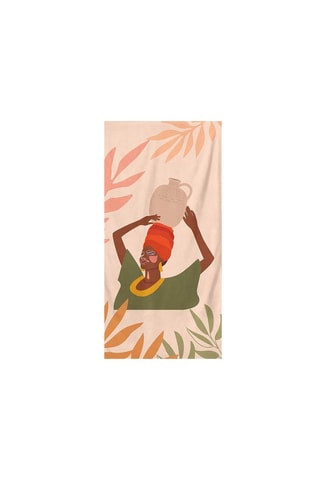 Drap de plage - Beige et vert - 75 x 150 cm