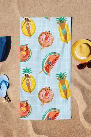 Drap de plage - Bleu et jaune - 75 x 150 cm