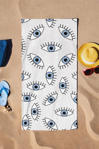 Drap de bain - Blanc et bleu - 75 x 150 cm