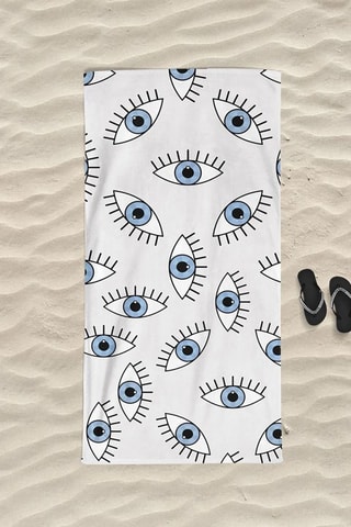 Drap de bain - Blanc et bleu - 75 x 150 cm