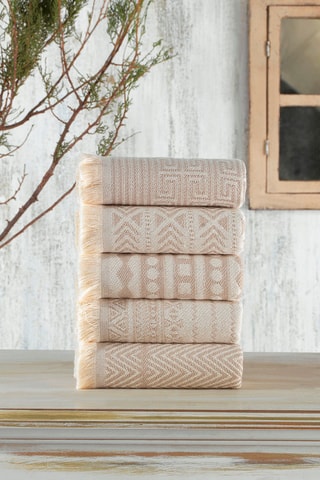 5 serviettes invité Maya - Beige - 38 x 65 cm