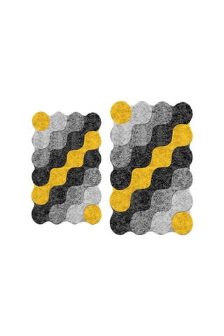2 tapis de bain Circle - Gris et jaune - 60 x 100 / 50 x 60 cm
