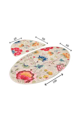 2 tapis de bain Arya Oval - Multicolore - 50 x 60 cm / 60 x 100 cm