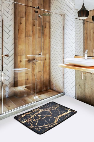 Tapis de bain - Noir et doré - 40 x 60 cm