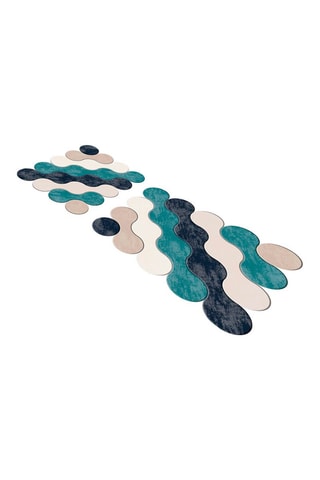 2 tapis de bain - 
Bleu et blanc - 50 x 60 / 60 x 100 cm