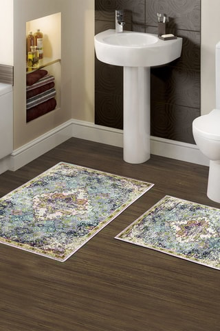 2 tapis de bain - Multicolore - 50 x 60 cm et 60 x 100 cm