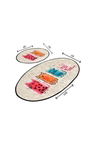 2 tapis de bain Baby Cats - Multicolore - 50 x 60 cm / 60 x 100 cm