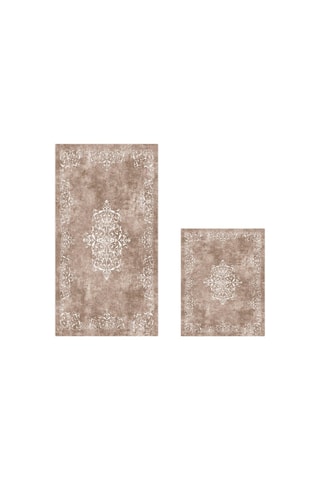 2 tapis de bain - Taupe - 50 x 60 cm et 60 x 100 cm