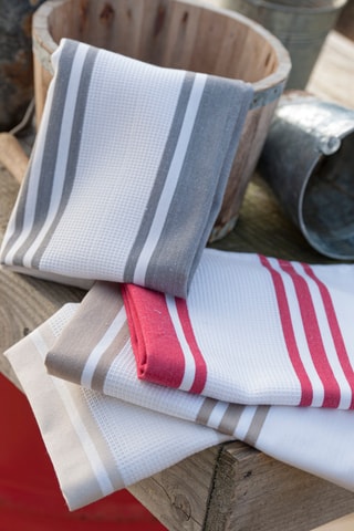 3 torchons - Gris et blanc