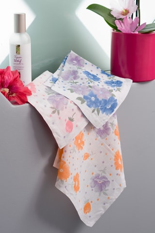 6 mouchoirs - Blanc et mauve