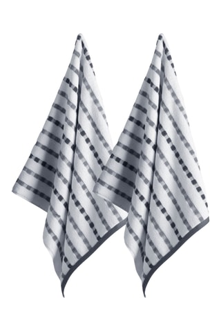2 serviettes de toilette - Gris clair et blanc - 50 x 90 cm