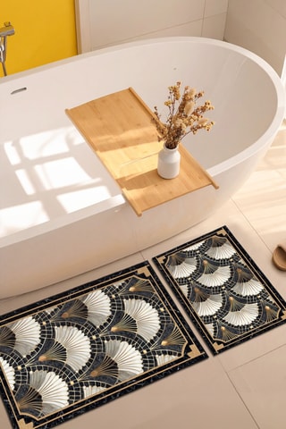 2 tapis de bain - Noir et blanc - 50 x 60/60 x 100 cm