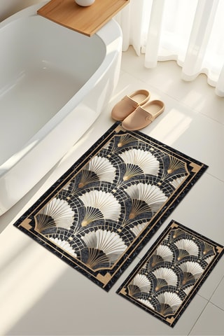 2 tapis de bain - Noir et blanc - 50 x 60/60 x 100 cm