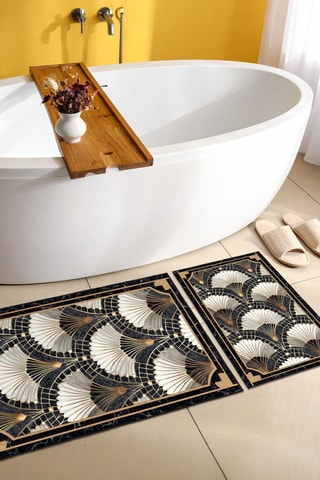 2 tapis de bain - Noir et blanc - 50 x 60/60 x 100 cm