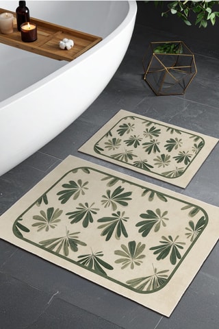 2 tapis de bain - Beige et vert clair - 50 x 60/60 x 100 cm