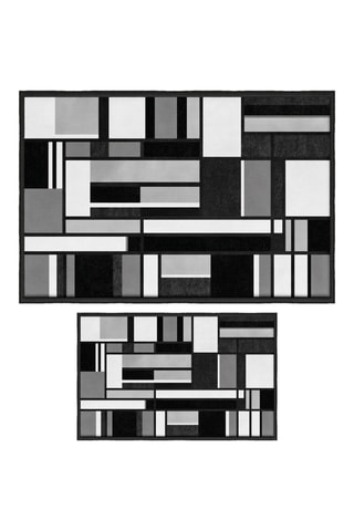 2 tapis de bain - Noir et blanc - 50 x 60/60 x 100 cm