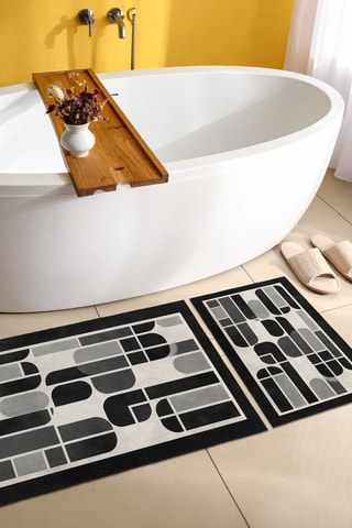 2 tapis de bain - Noir et blanc - 50 x 60/60 x 100 cm