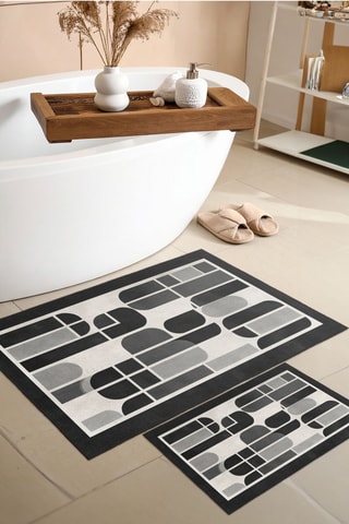 2 tapis de bain - Noir et blanc - 50 x 60/60 x 100 cm