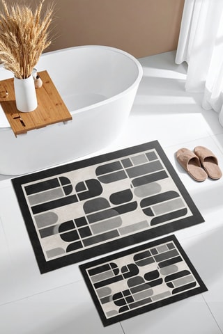 2 tapis de bain - Noir et blanc - 50 x 60/60 x 100 cm