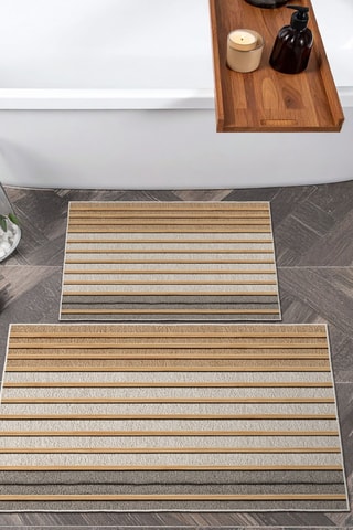 2 tapis de bain - Beige et écru - 50 x 60/60 x 100 cm
