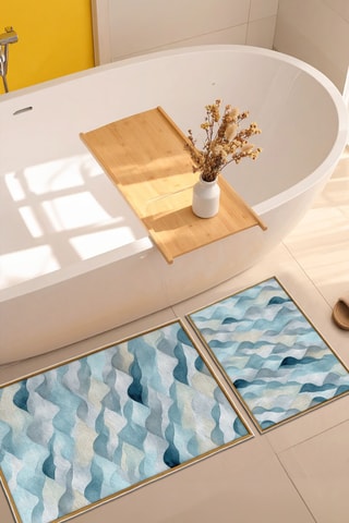 2 tapis de bain - Bleu - 50 x 60/60 x 100 cm