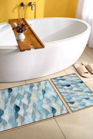 2 tapis de bain - Bleu - 50 x 60/60 x 100 cm