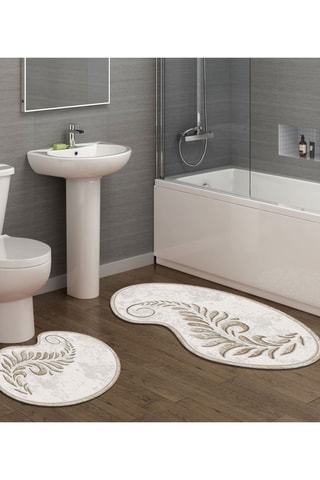 2 tapis de bain - Ecru - 50 x 60/60 x 100 cm