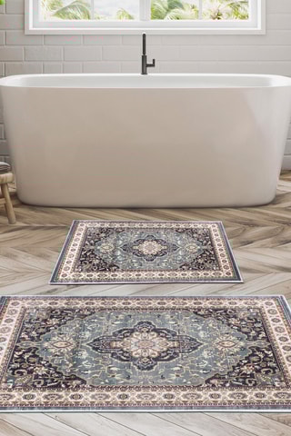 2 tapis de bain - Blanc et noir - 50 x 60/60 x 100 cm
