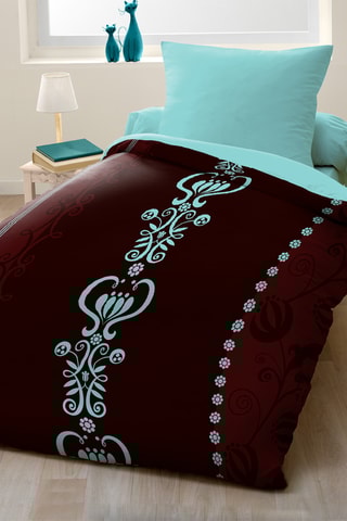 Parure de couette - Marron et vert d’eau