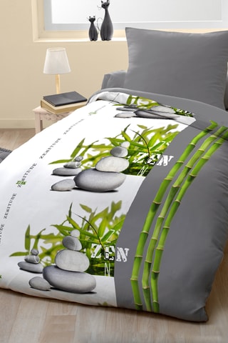 Parure de couette - Blanc et gris