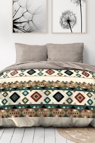 Parure de couette - Taupe et vert