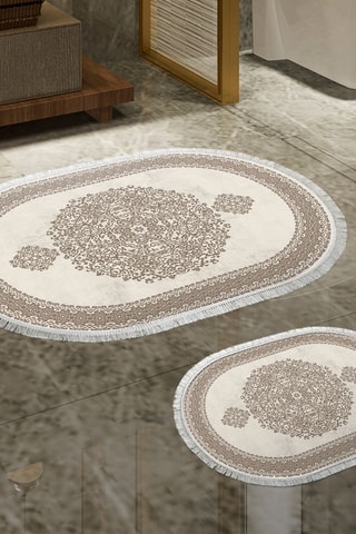 2 tapis de bain - Marron clair - 50 x 60/60 x 100 cm