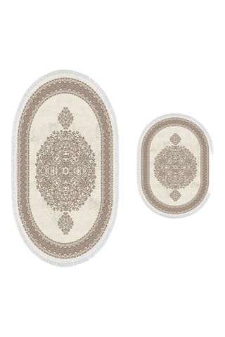 2 tapis de bain - Marron clair - 50 x 60/60 x 100 cm